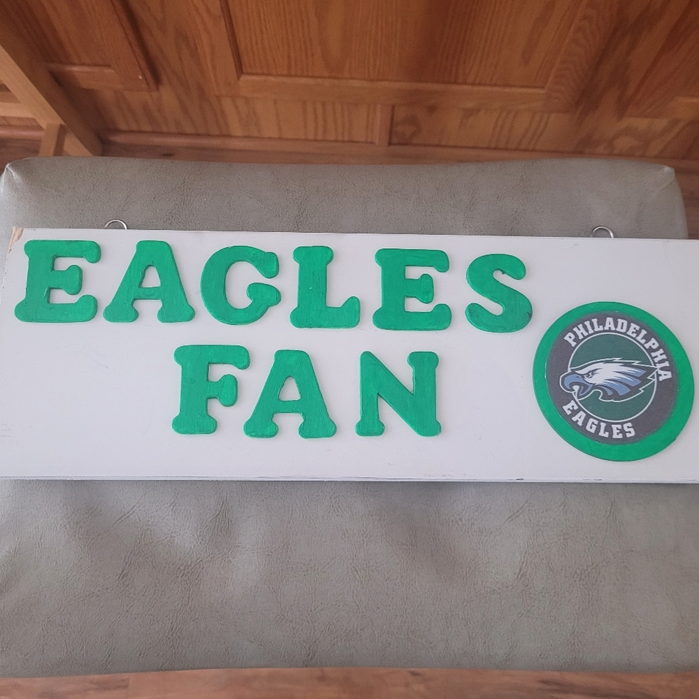Philadelphia Eagles hanging wooden sign 16"